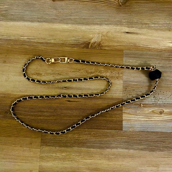 Adjustable Black & Gold 47” Bag Strap Chain | Ball Accent Wallet Purse Converter - Picture 1 of 2